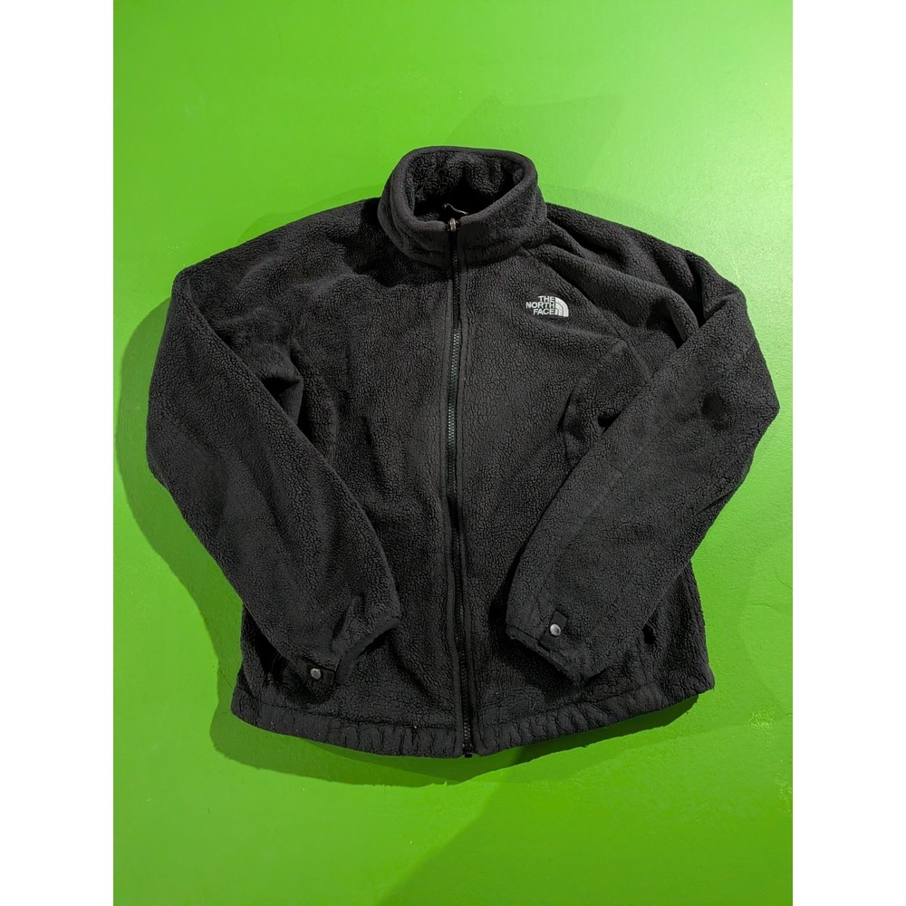 The North Face Women's Long Sleeve Jacket Black Fuzzy Fleece Size Small Full Zip